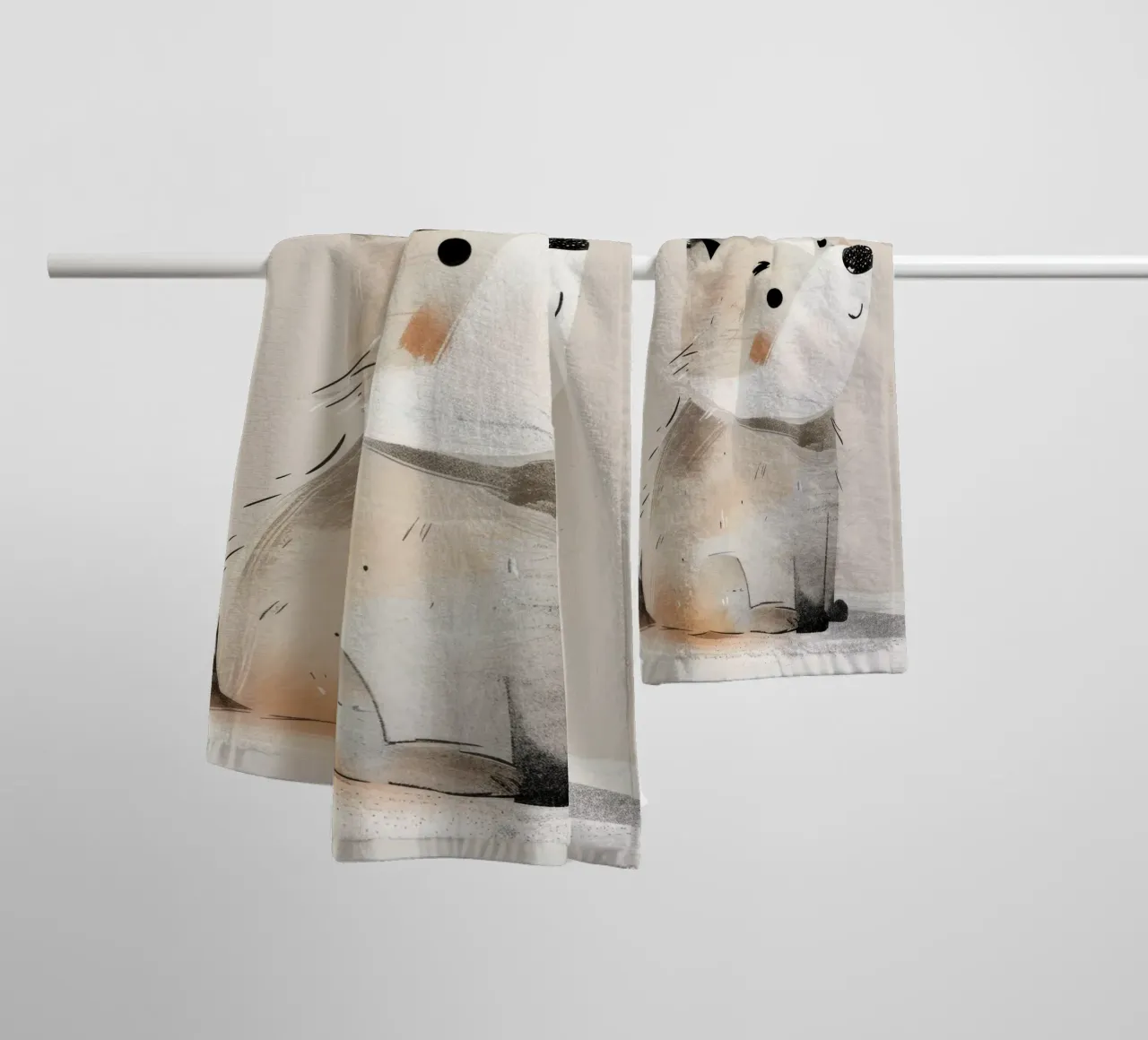 Illustrazione stravagante di un cucciolo ad acquerello asciugamano da bagno da DesignDoodle