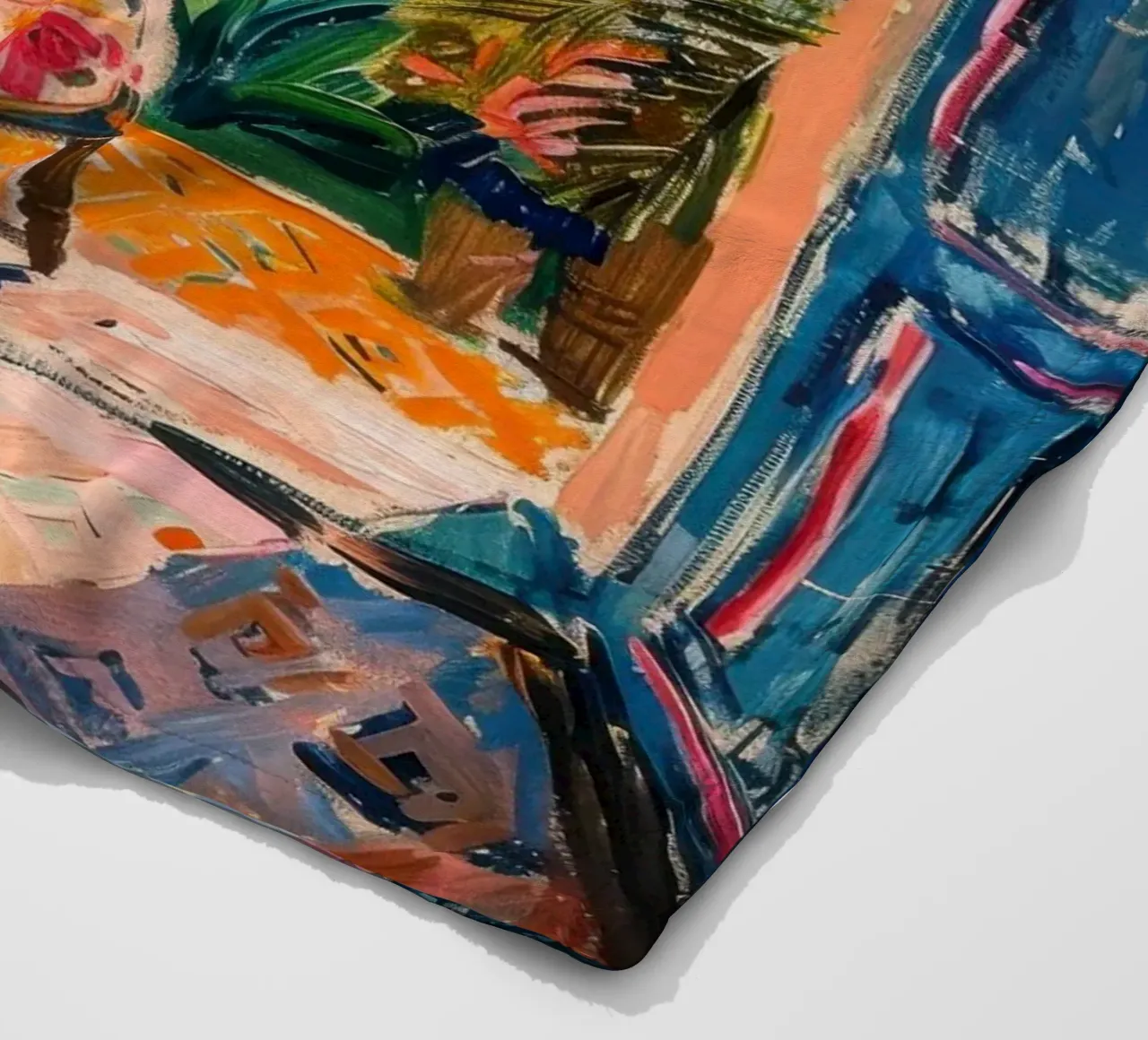 View through the open door to the tropical garden fleece blanket by Nikis Art Studio