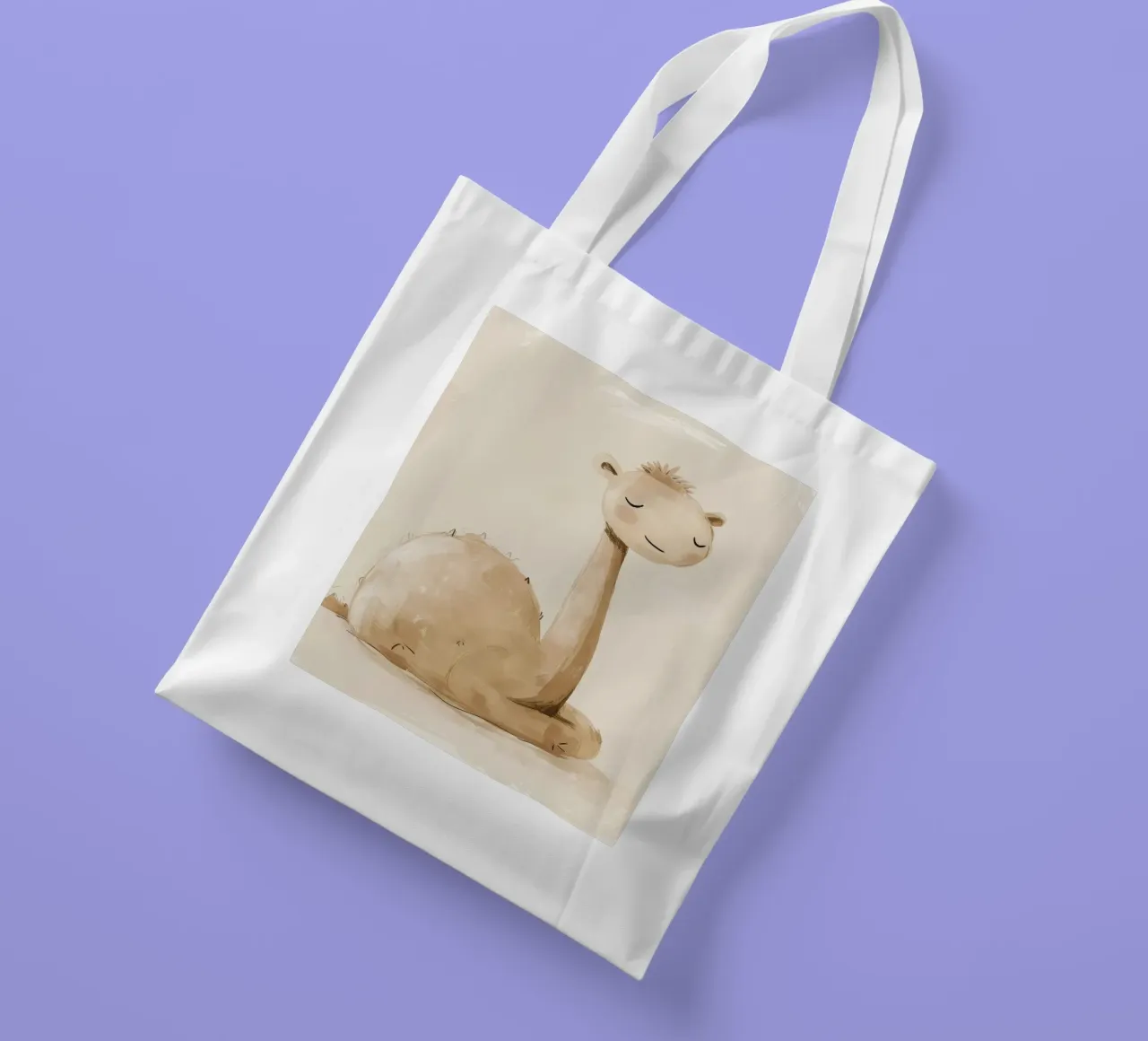 Peaceful Camel in Stylized Watercolor tote bag by DesignDoodle