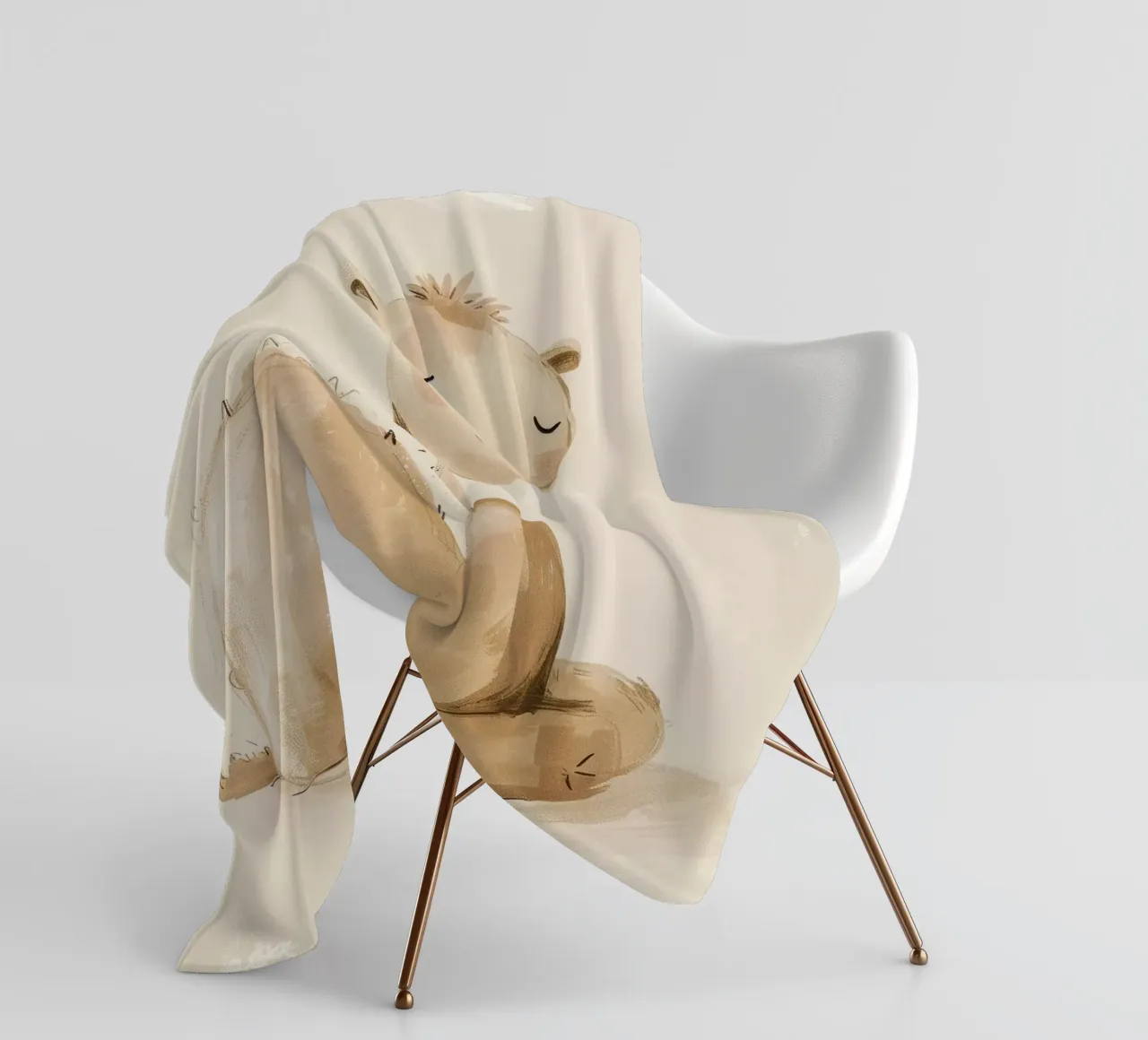 Cammello tranquillo in acquerello stilizzato coperta in pile da DesignDoodle