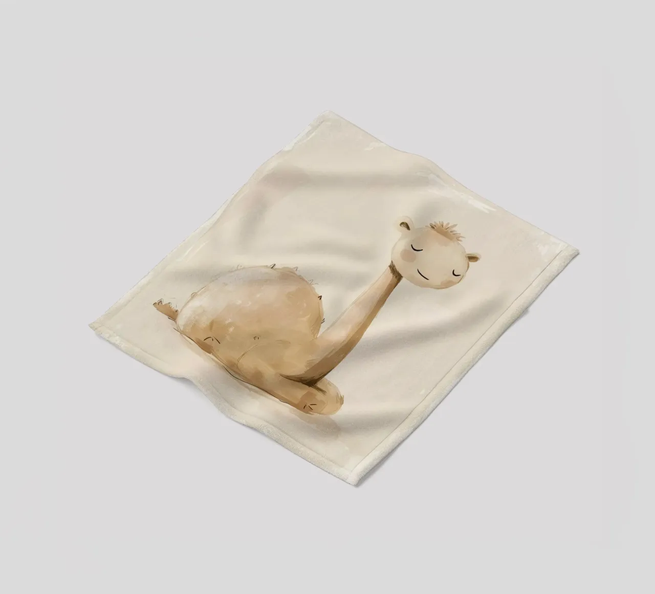 Cammello tranquillo in acquerello stilizzato coperta in pile da DesignDoodle