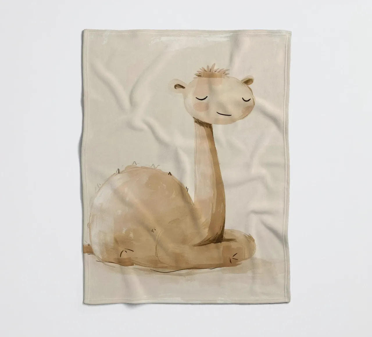 Cammello tranquillo in acquerello stilizzato coperta in pile da DesignDoodle