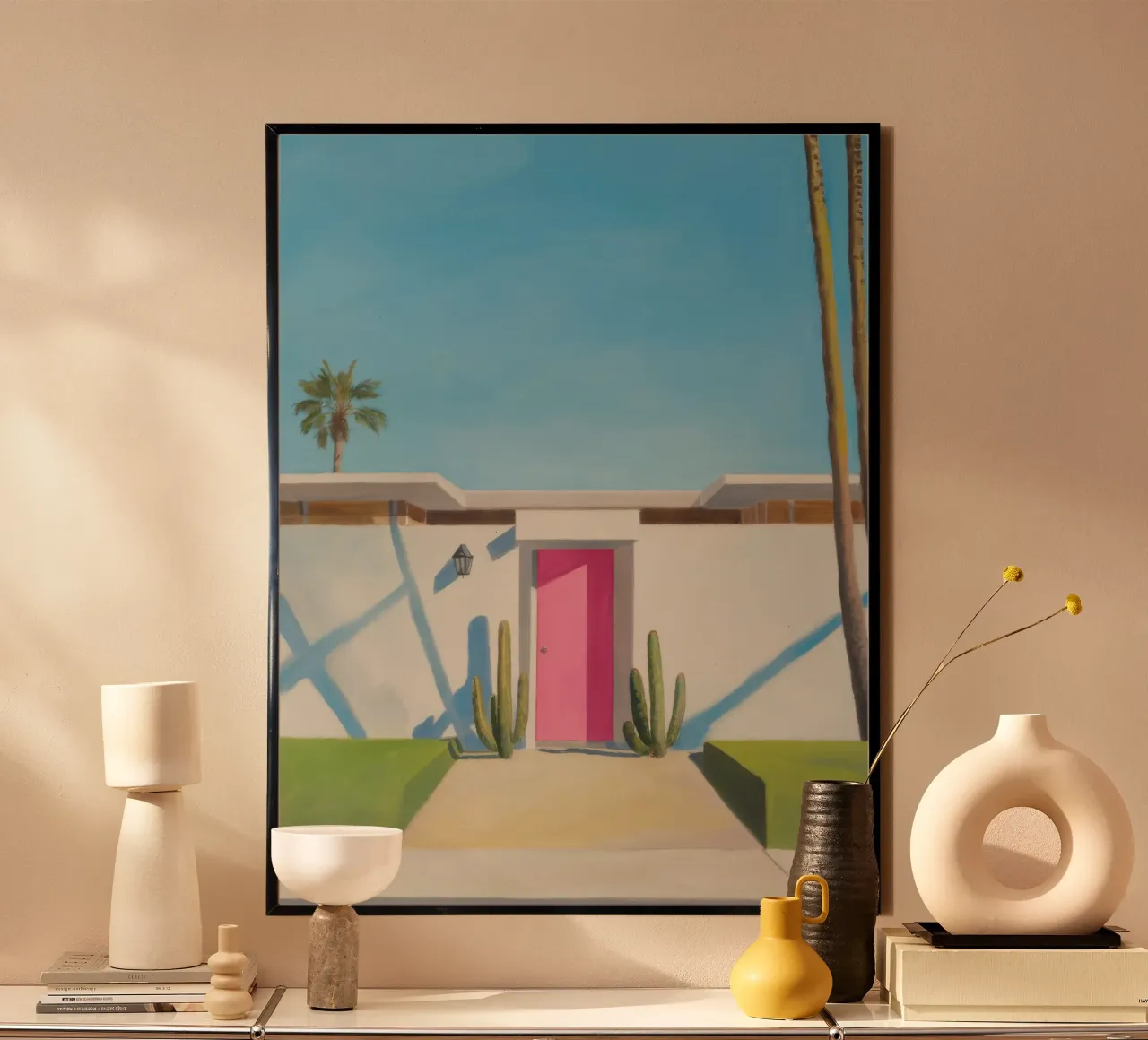 Oasi della porta di Magenta poster con telaio in plastica da Infinite Chroma