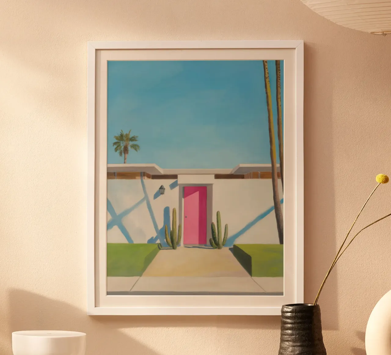 Oasi della porta di Magenta poster con telaio in plastica da Infinite Chroma