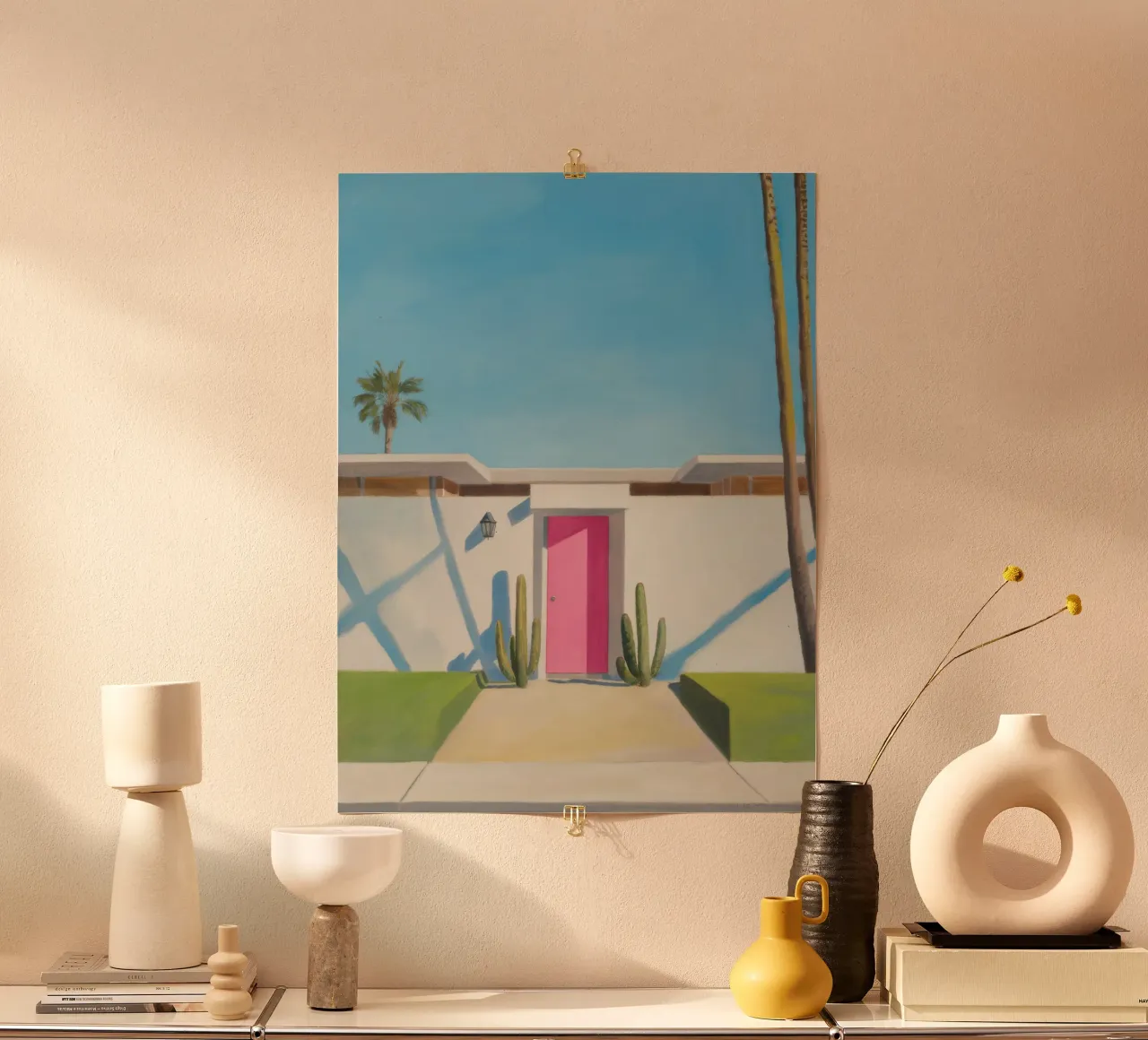 Oasi della porta di Magenta poster con telaio in plastica da Infinite Chroma