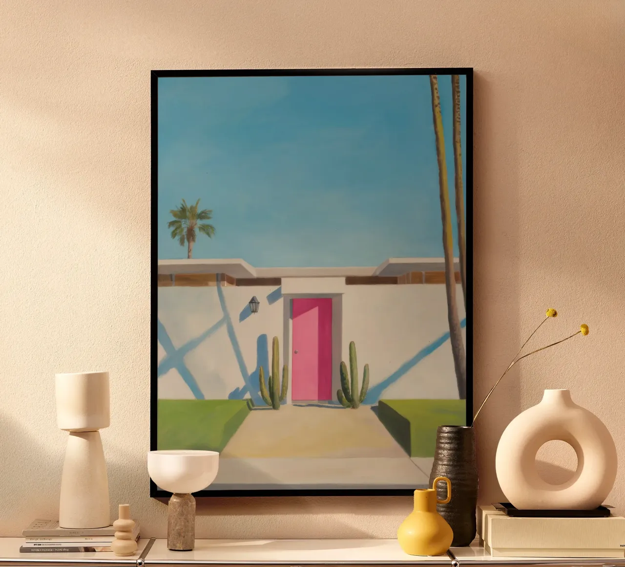 Oasi della porta di Magenta poster con telaio in plastica da Infinite Chroma