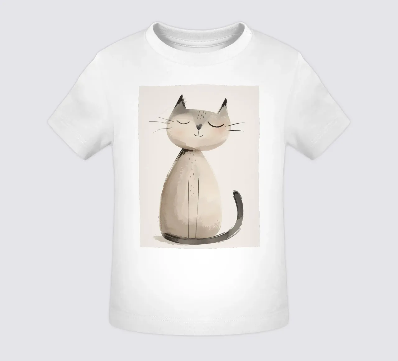 Serene Sitting Cat in Soft Watercolors baby t-shirt by DesignDoodle