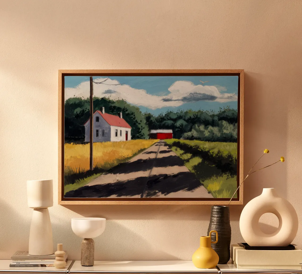 Winter Hoeve Licht canvas met Baklijst van Silk Palette