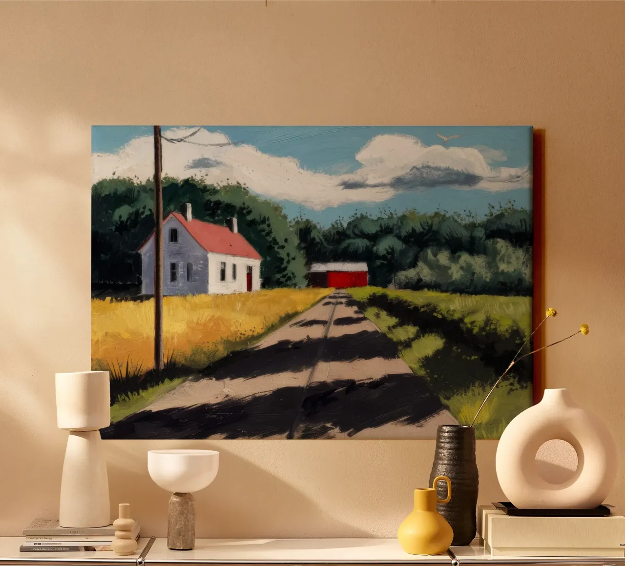 Winter Hoeve Licht canvas met Baklijst van Silk Palette
