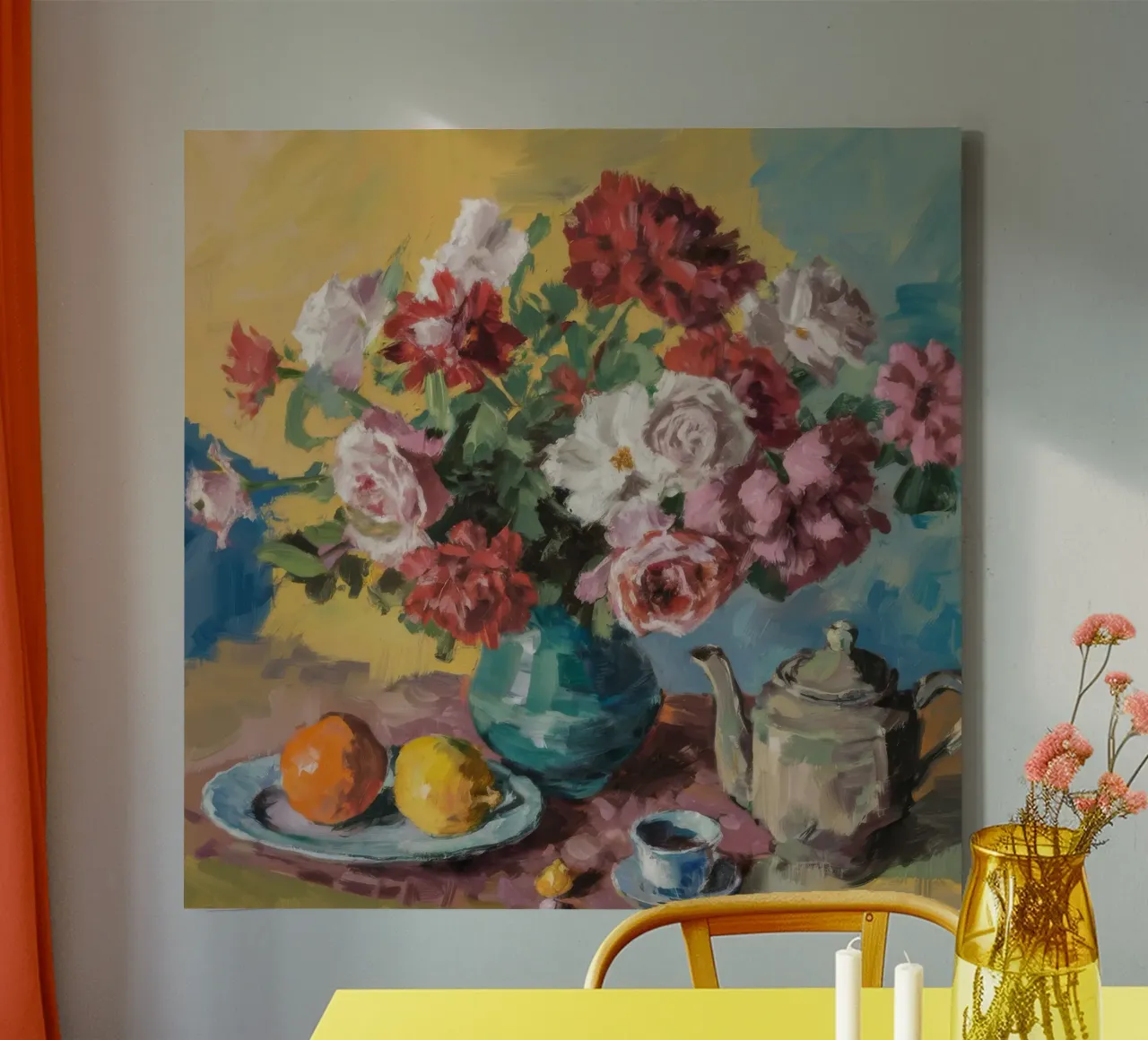 Weelderige rozenglans canvas met Baklijst van Celestial Harmony