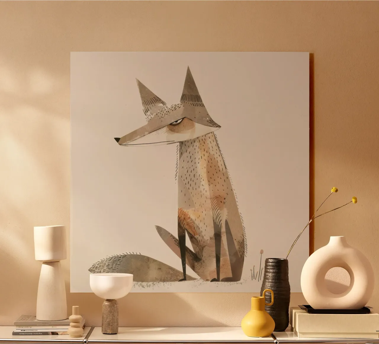 Coyote calmo in tonalità acquerellate plexiglass da DesignDoodle