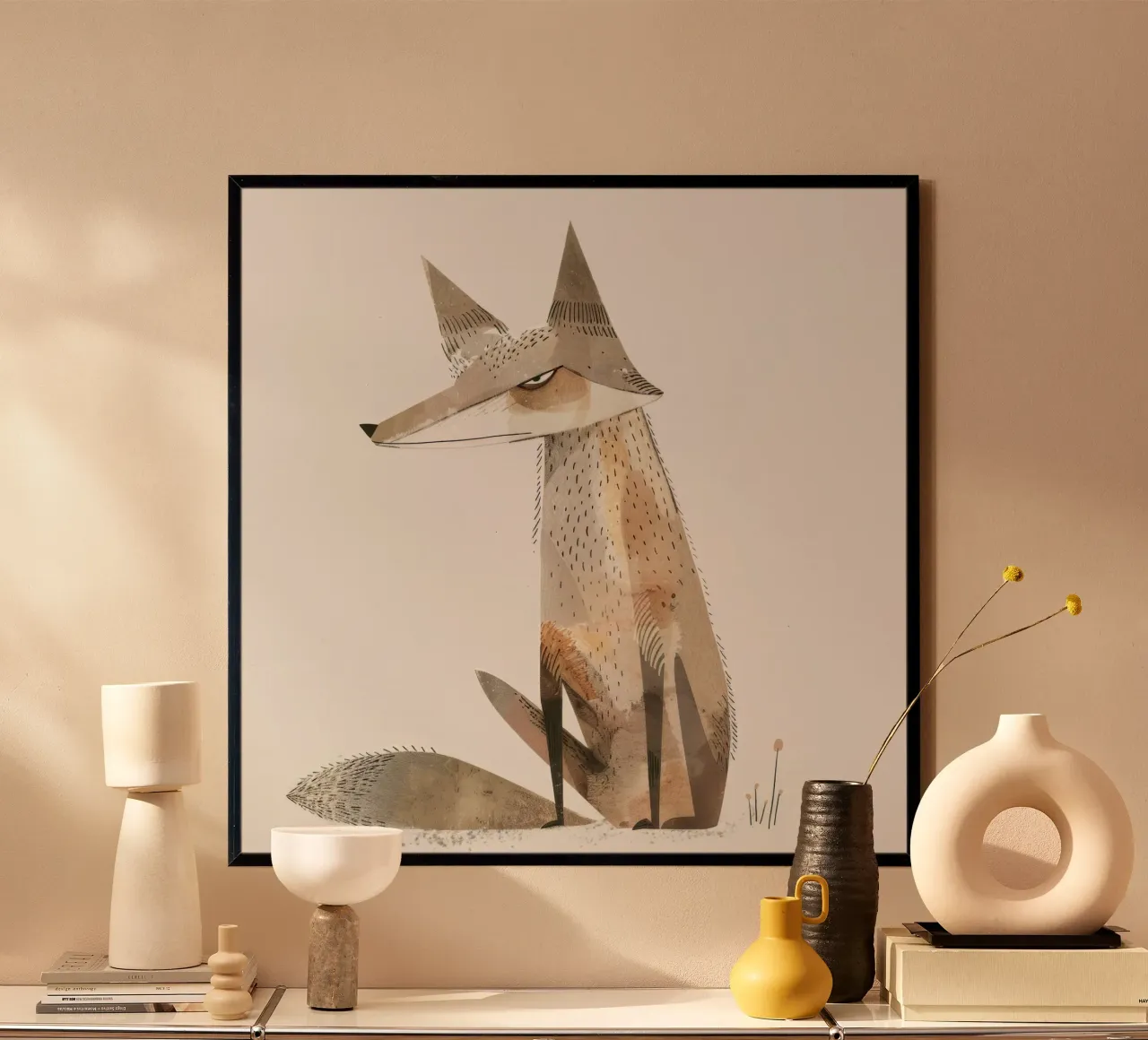 Coyote calmo in tonalità acquerellate carta hahnemühle da DesignDoodle