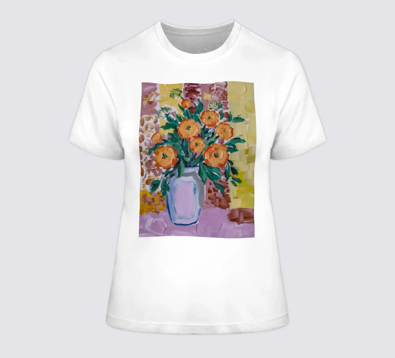 Fiery Petal Pop women's fitted t-shirt by Celestial Harmony