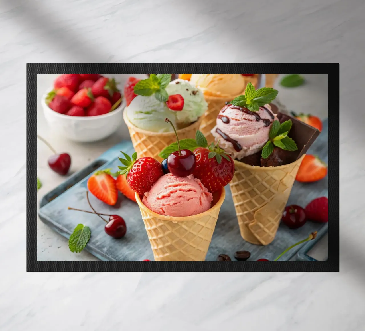 Coni gelato assortiti con accenti freschi zerbino da 🥩 The tasty wall