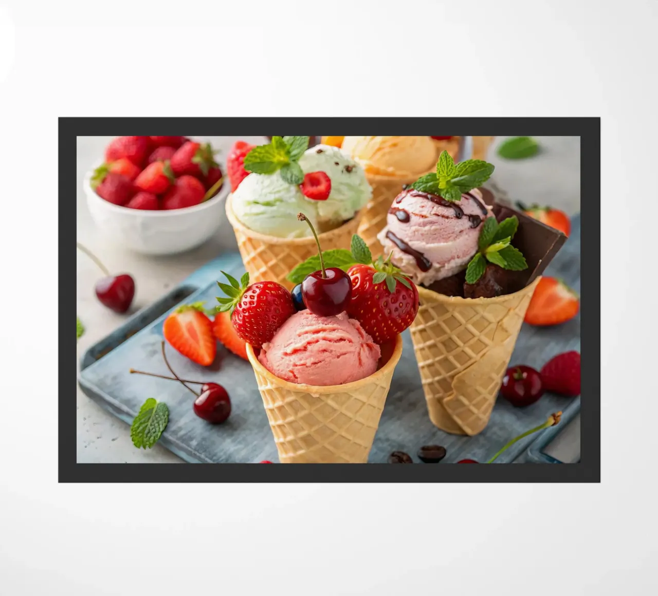 Coni gelato assortiti con accenti freschi zerbino da 🥩 The tasty wall
