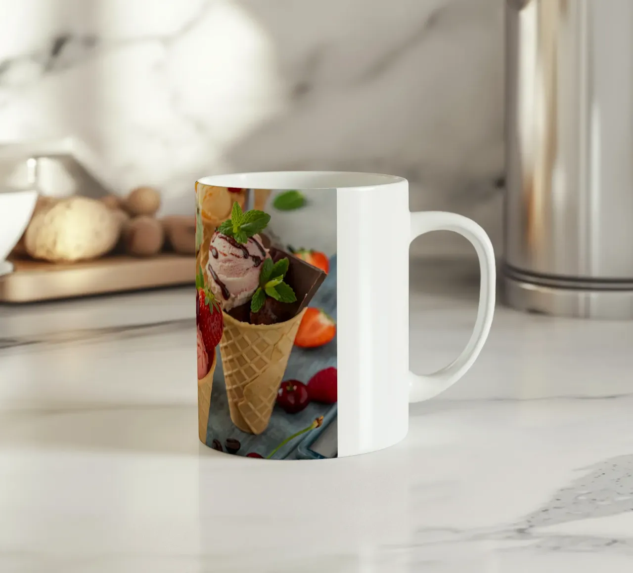 Coni gelato assortiti con accenti freschi tazza in ceramica da 🥩 The tasty wall