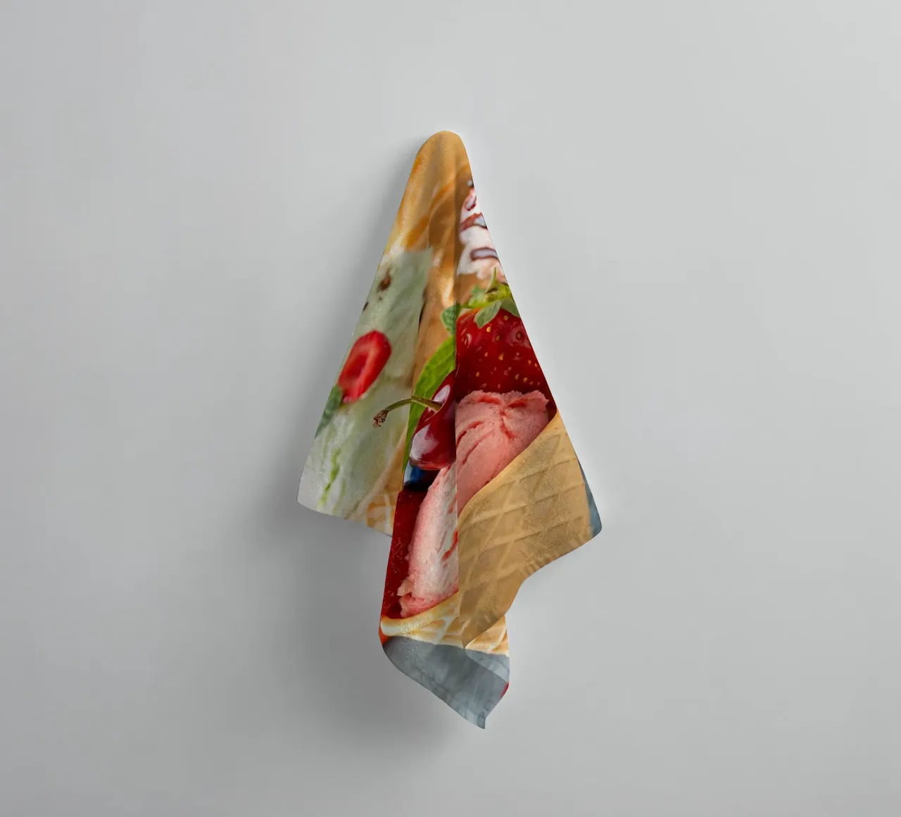 Assorted Ice Cream Cones With Fresh Accents towel by The tasty wall
