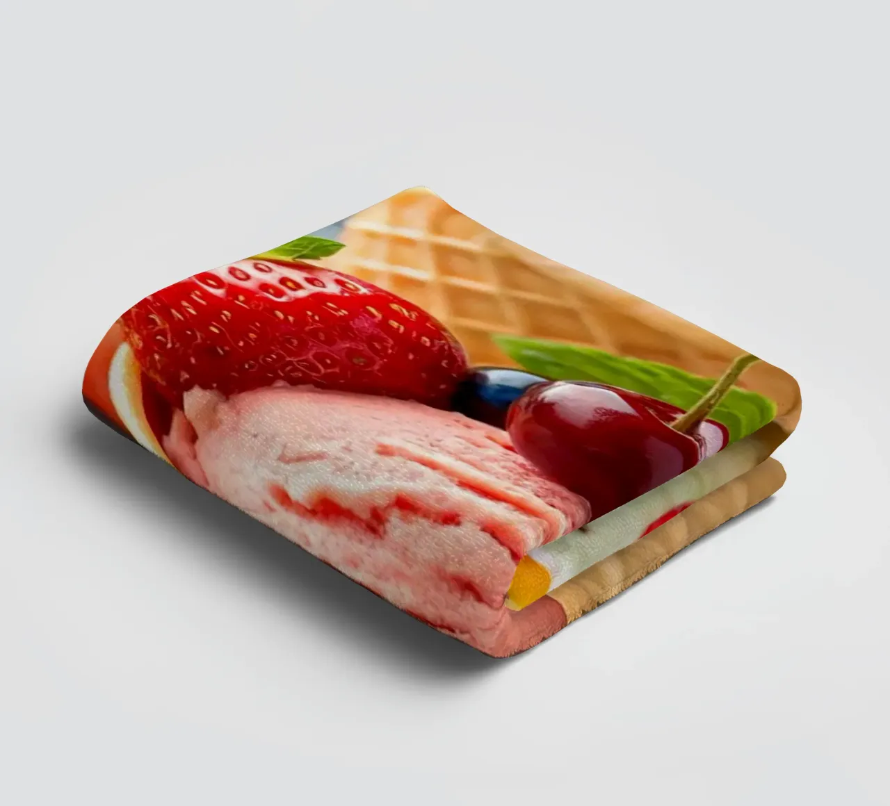 Assorted Ice Cream Cones With Fresh Accents towel by The tasty wall