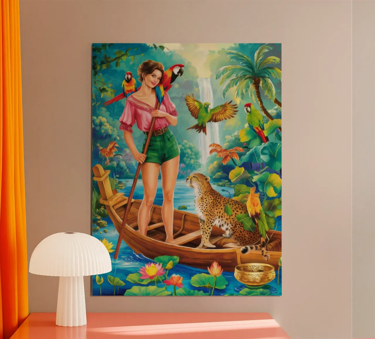 Viaggio sul fiume Emerald poster con telaio in legno da Infinite Chroma