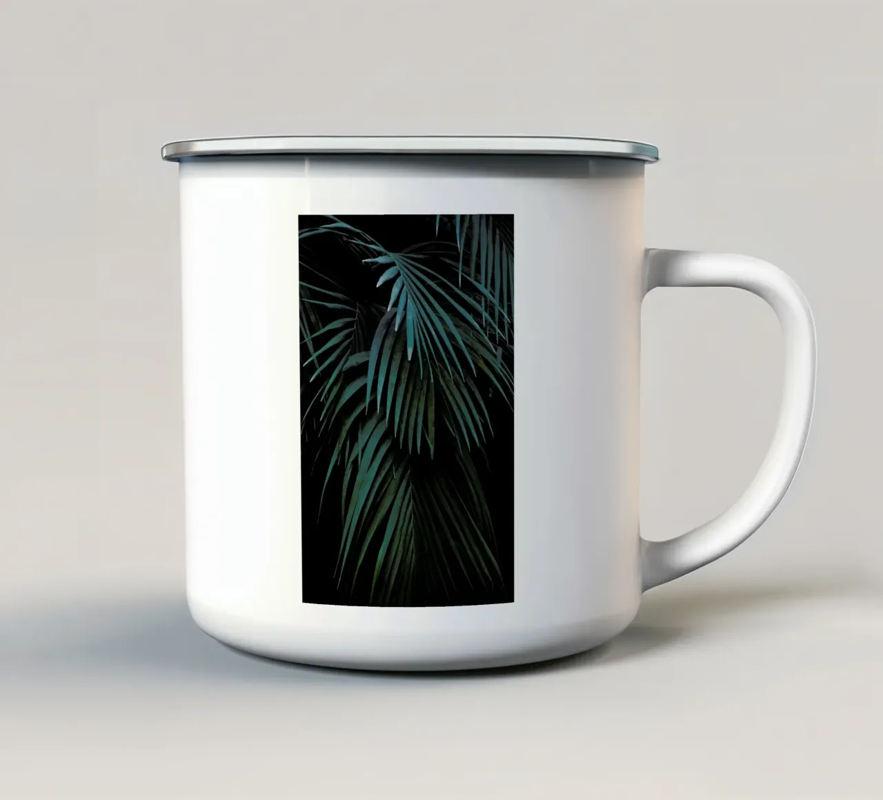 Green Blue Tropical Palm Leafs tazza in smalto da Studio Nahili