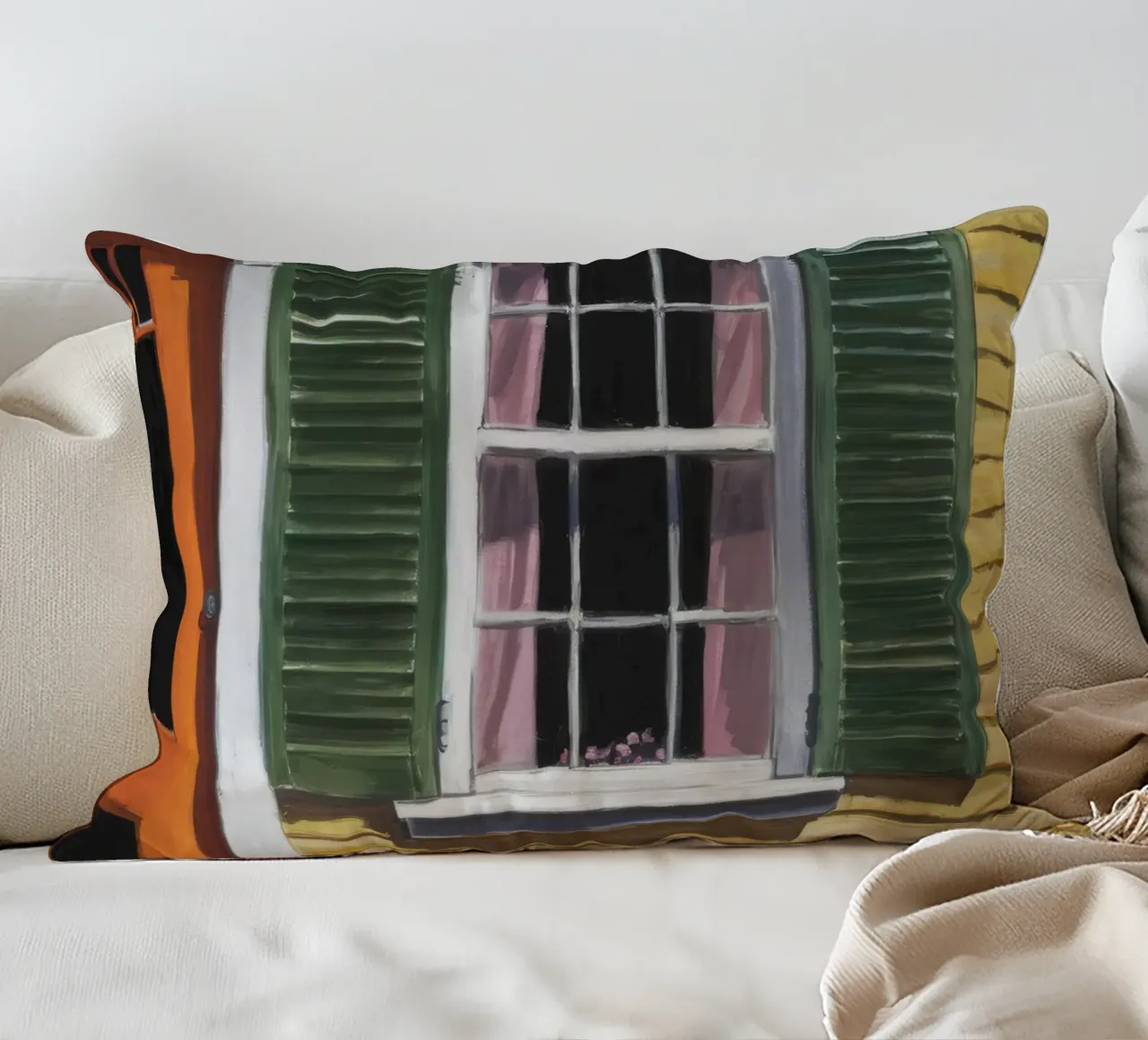 Sunlit Yellow Shutter decorative cushion by Silk Palette