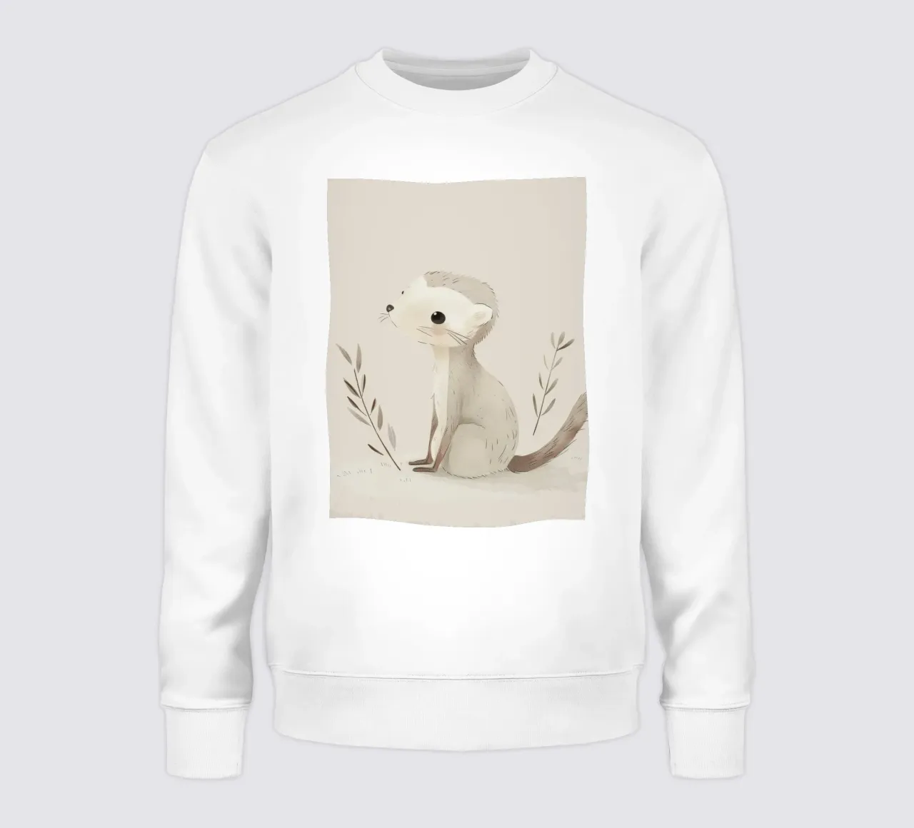 Capriolo gentile con rametti botanici in morbido acquerello felpa da DesignDoodle