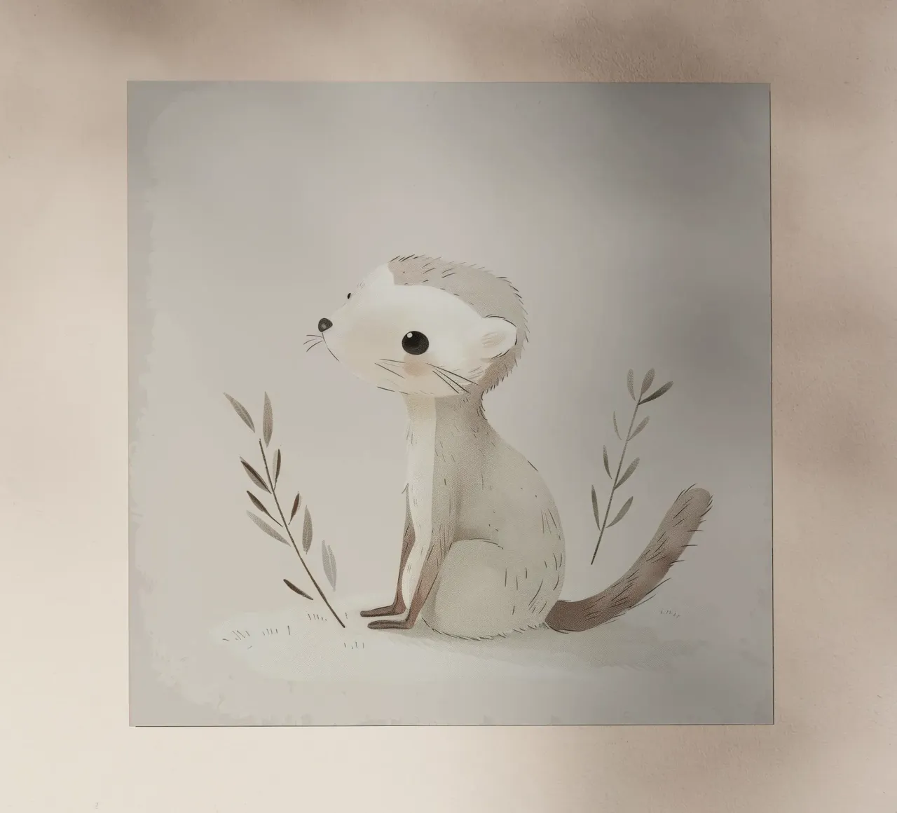 Capriolo gentile con rametti botanici in morbido acquerello pellicola backlit da DesignDoodle