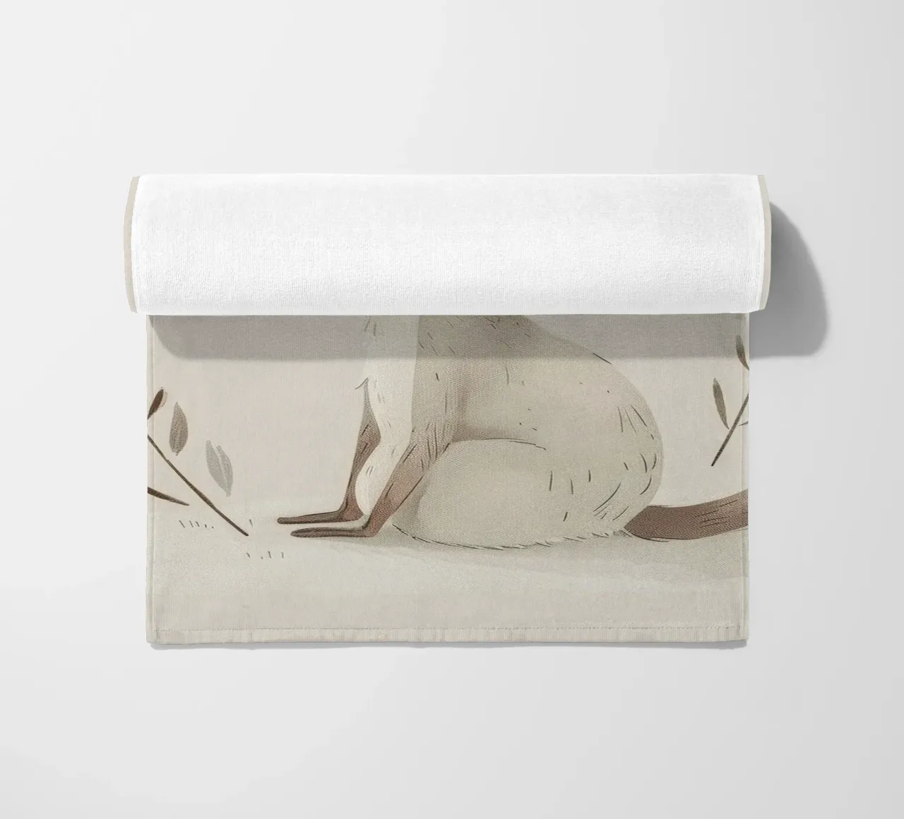Capriolo gentile con rametti botanici in morbido acquerello telo mare da DesignDoodle