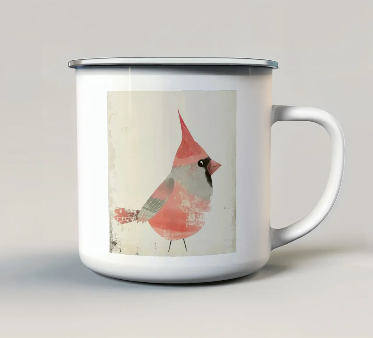 Cardinale settentrionale vivace in stile acquerello tazza in smalto da DesignDoodle