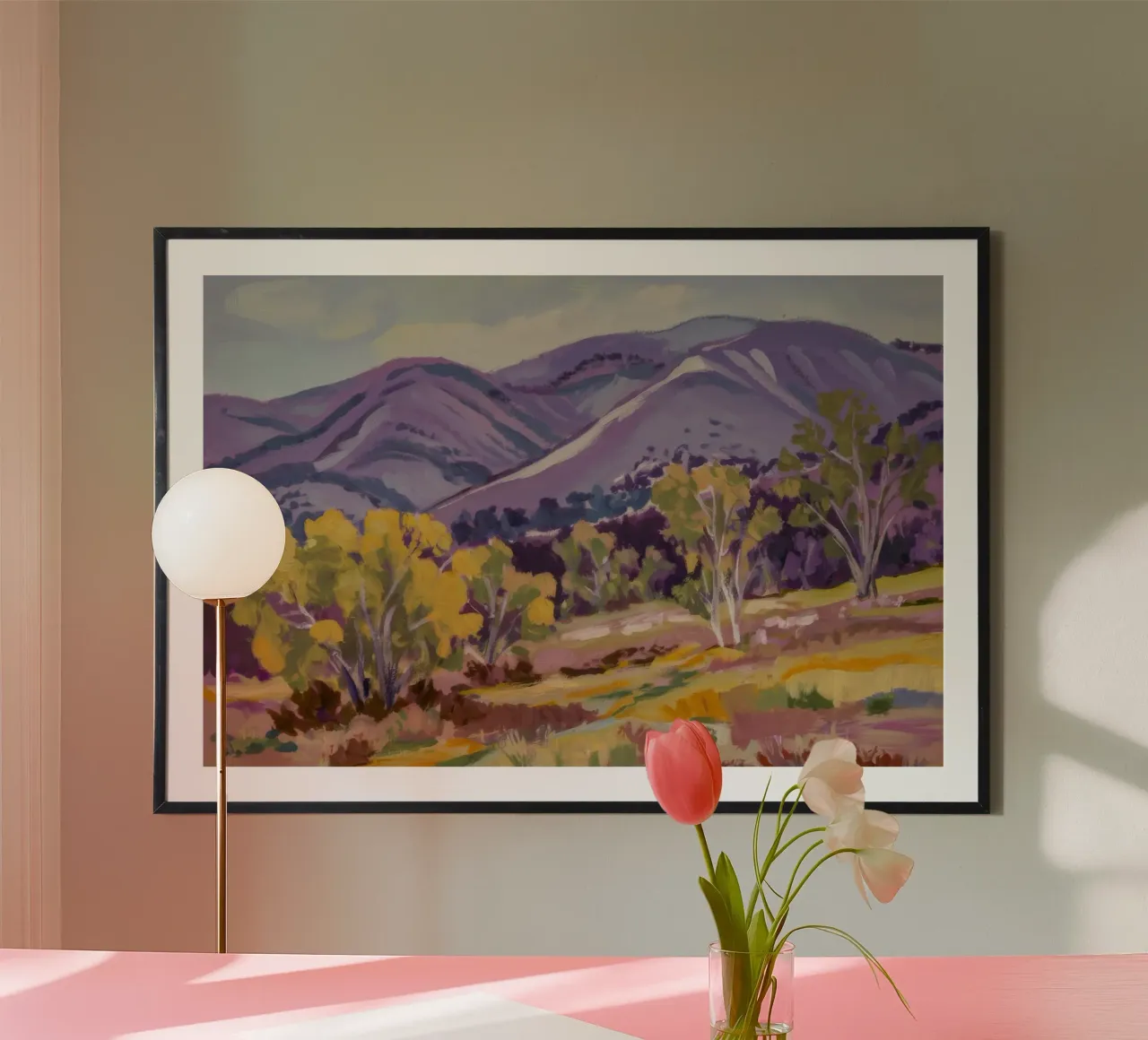 Maestà della collina d'oro poster con telaio in plastica da Celestial Harmony