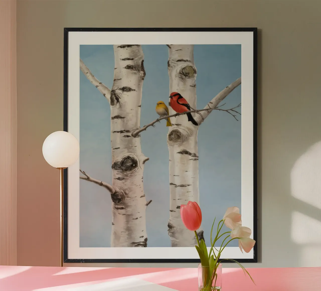 Cardinali delle betulle poster da Silk Palette