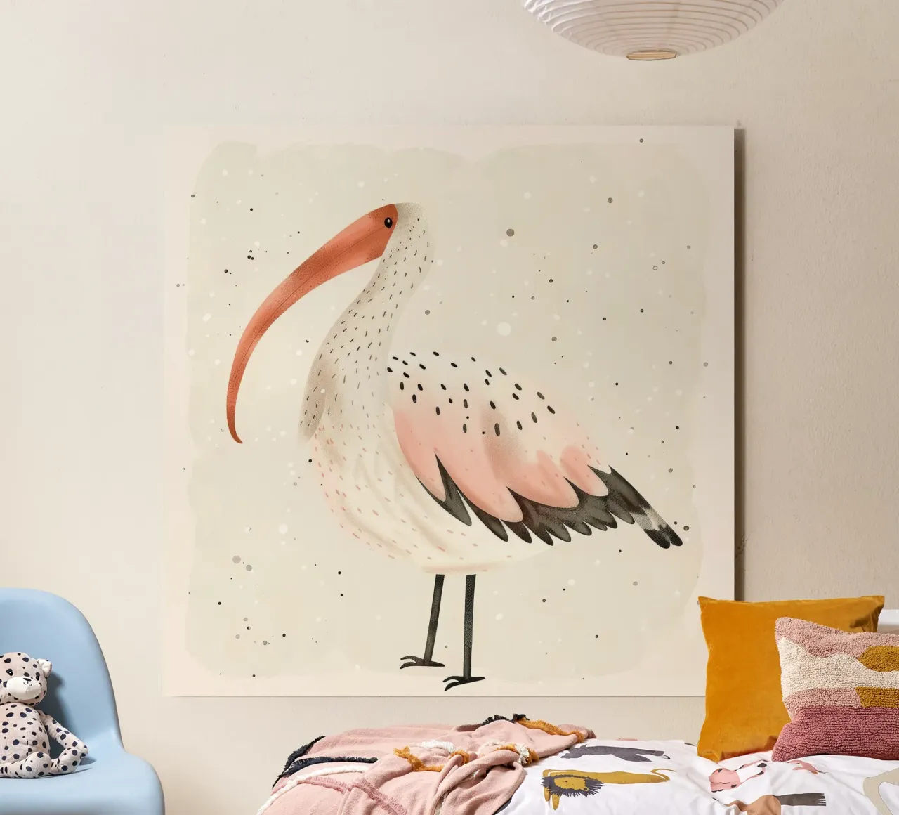 Delicati ibis bianchi e rosa in acquerello alluminio dibond da DesignDoodle