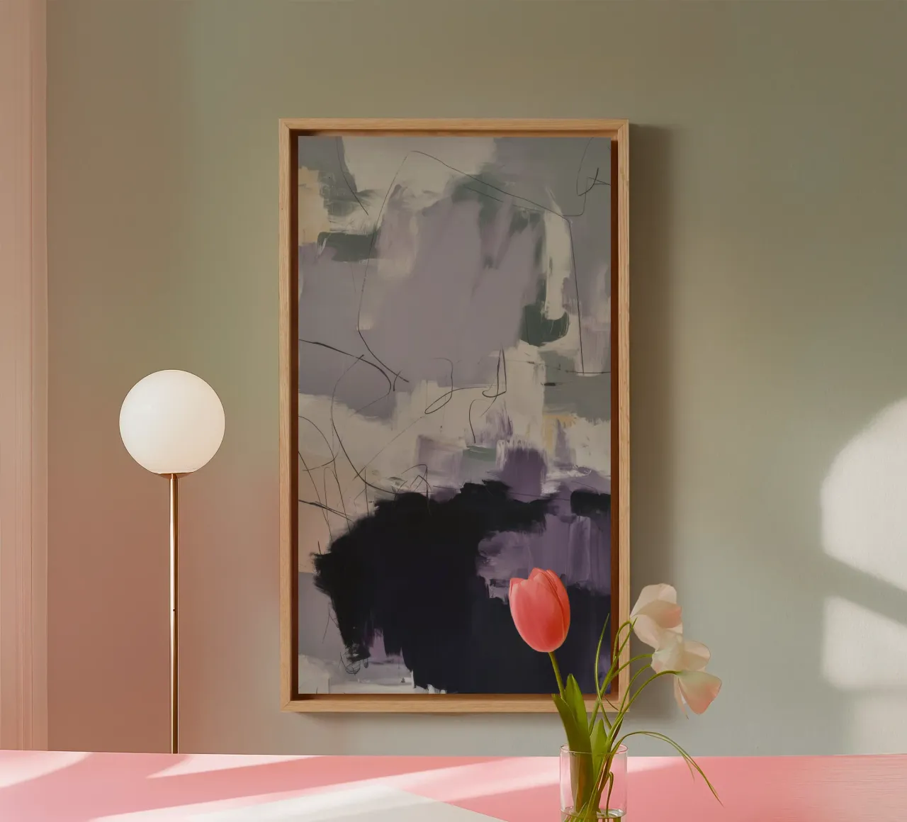 Lavendelpluim afdaling canvas met Baklijst van Dream Spectrum