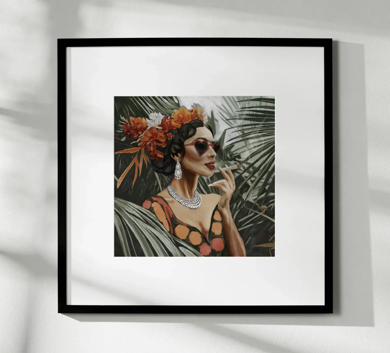 Occhiali da sole iconici con cuore di Frida Kahlo, artista della giungla tropicale poster da This Wild Soul - Illustration