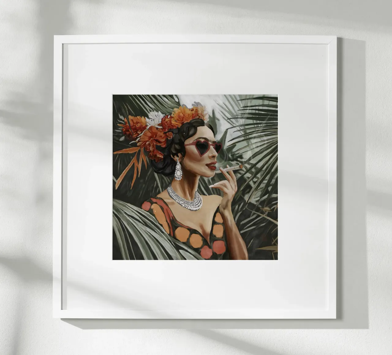 Occhiali da sole iconici con cuore di Frida Kahlo, artista della giungla tropicale poster da This Wild Soul - Illustration