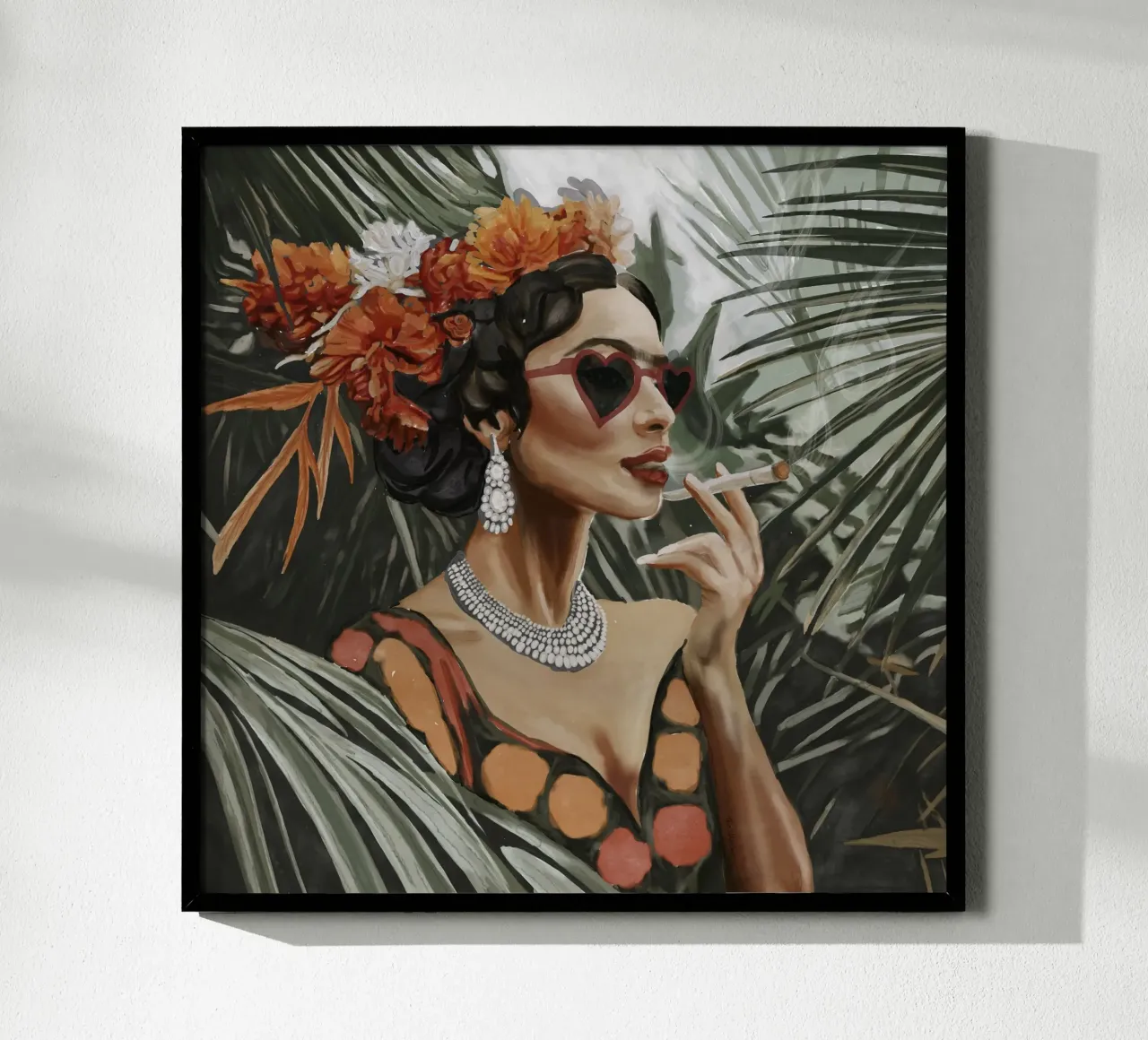 Occhiali da sole iconici con cuore di Frida Kahlo, artista della giungla tropicale poster da This Wild Soul - Illustration
