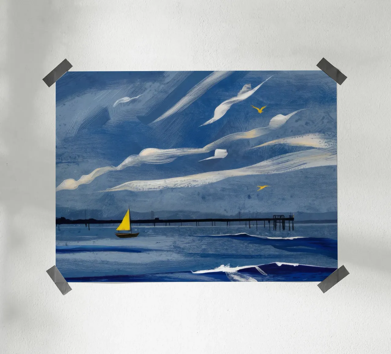 Barca a vela solitaria Paesaggio marino poster da Silk Palette