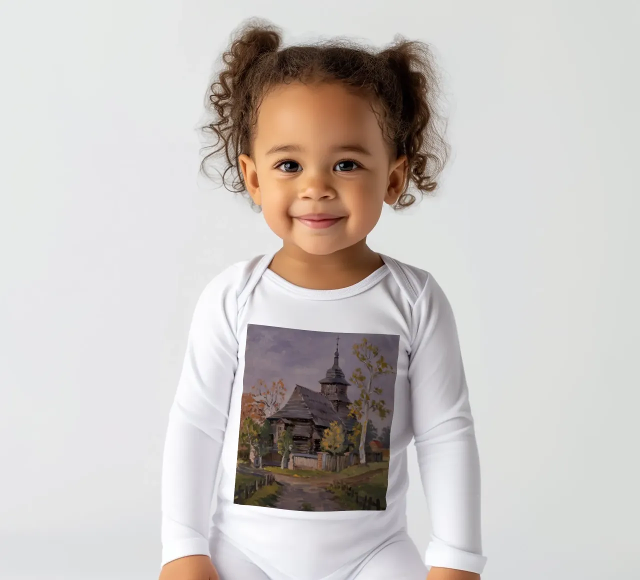 Hallowed Autumn Spire long-sleeve baby romper by Celestial Harmony
