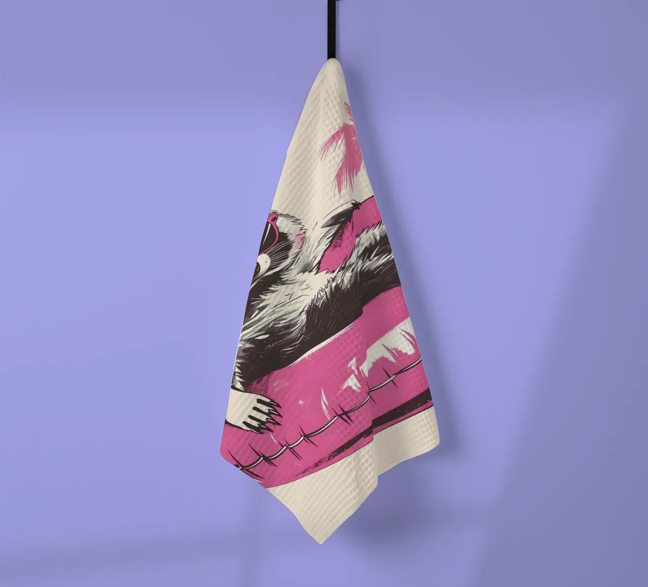 Waschbär mit Sonnenbrille im Schwimmreifen Geschirrtuch von WILD ART