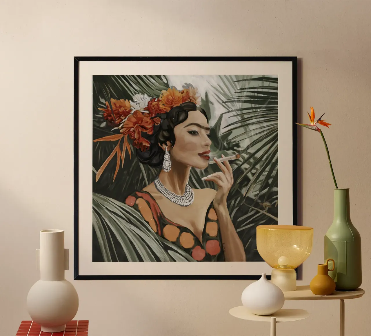 Artista Frida Kahlo giungla palme fiori Icona femminista poster da This Wild Soul - Illustration
