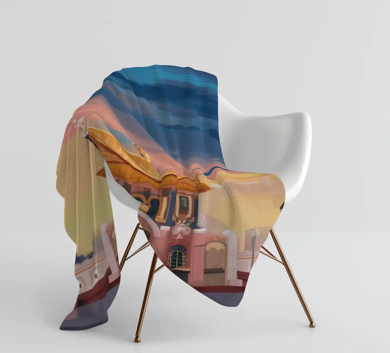 Vergoldeter Tempel Dämmerung Fleecedecke von Silk Palette
