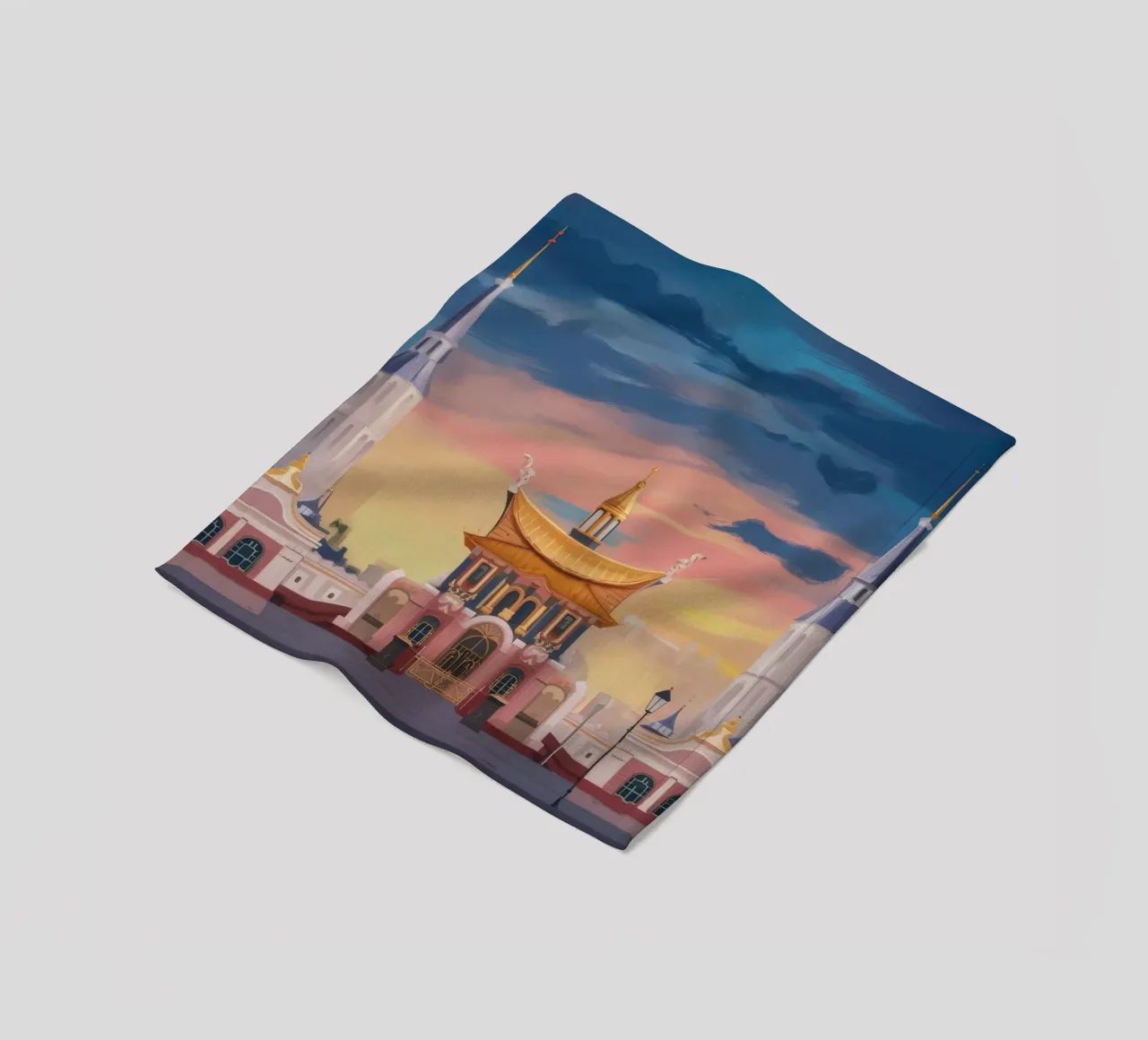 Vergoldeter Tempel Dämmerung Fleecedecke von Silk Palette