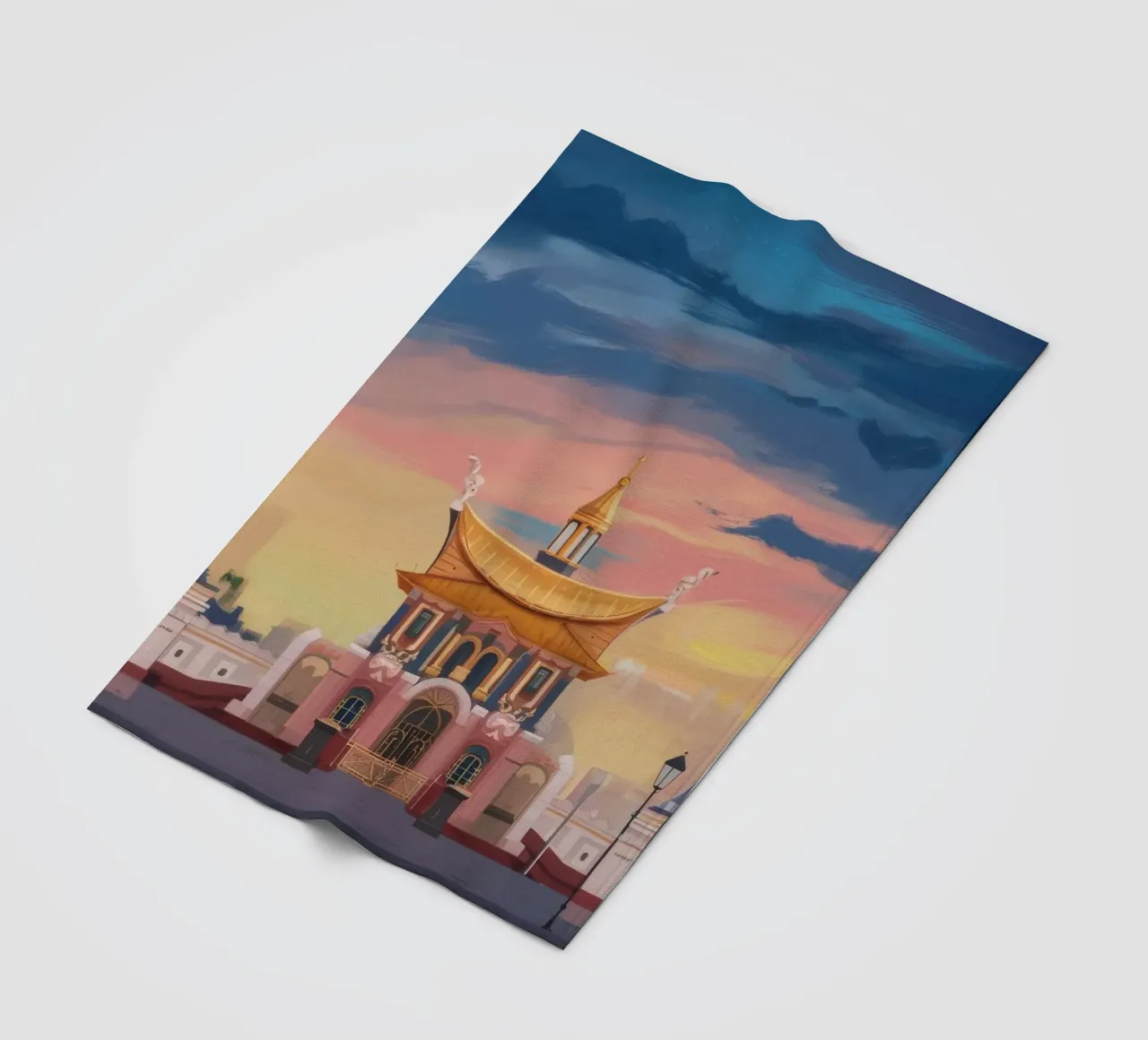 Vergoldeter Tempel Dämmerung Fleecedecke von Silk Palette