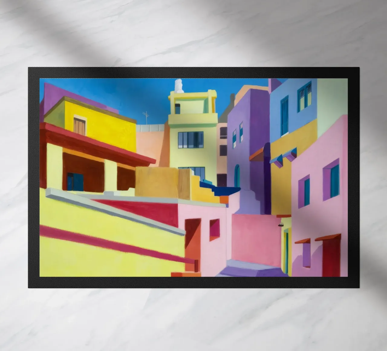 Vibrant City Corner doormat by Silk Palette