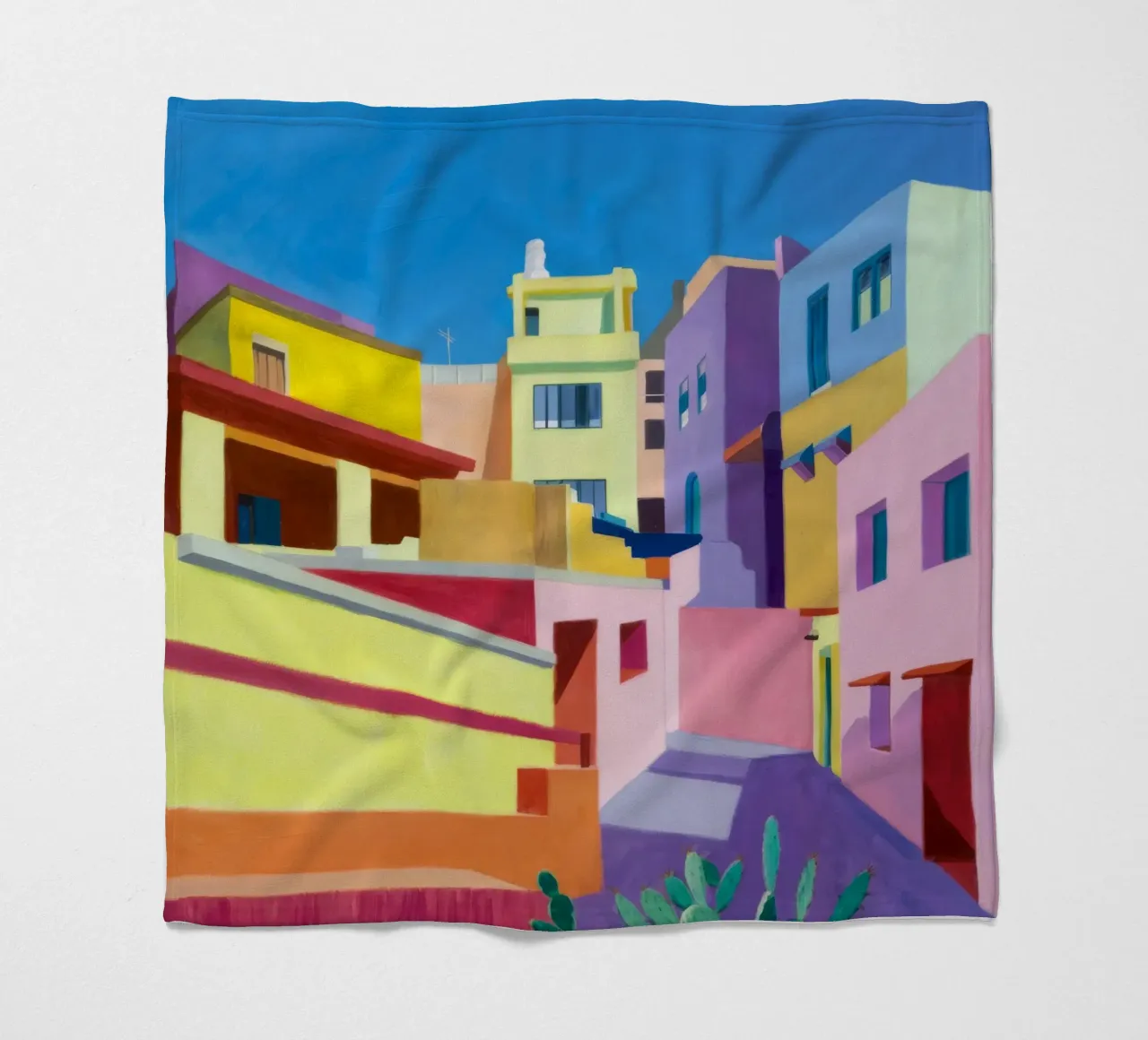 Vibrant City Corner fleece blanket by Silk Palette