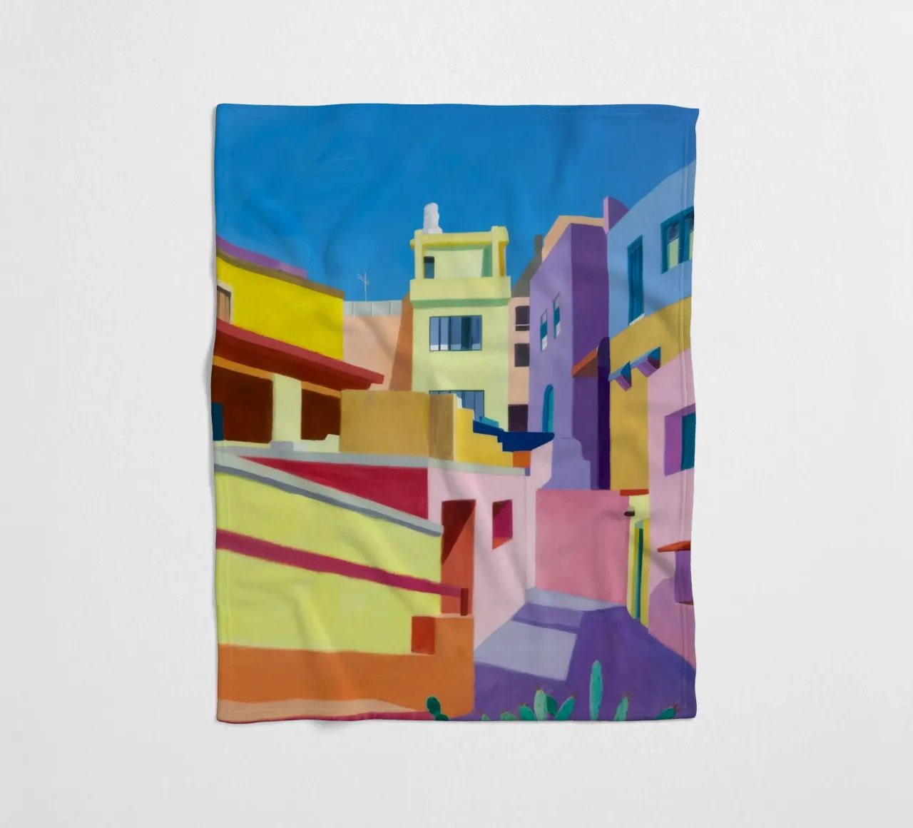 Vibrant City Corner fleece blanket by Silk Palette