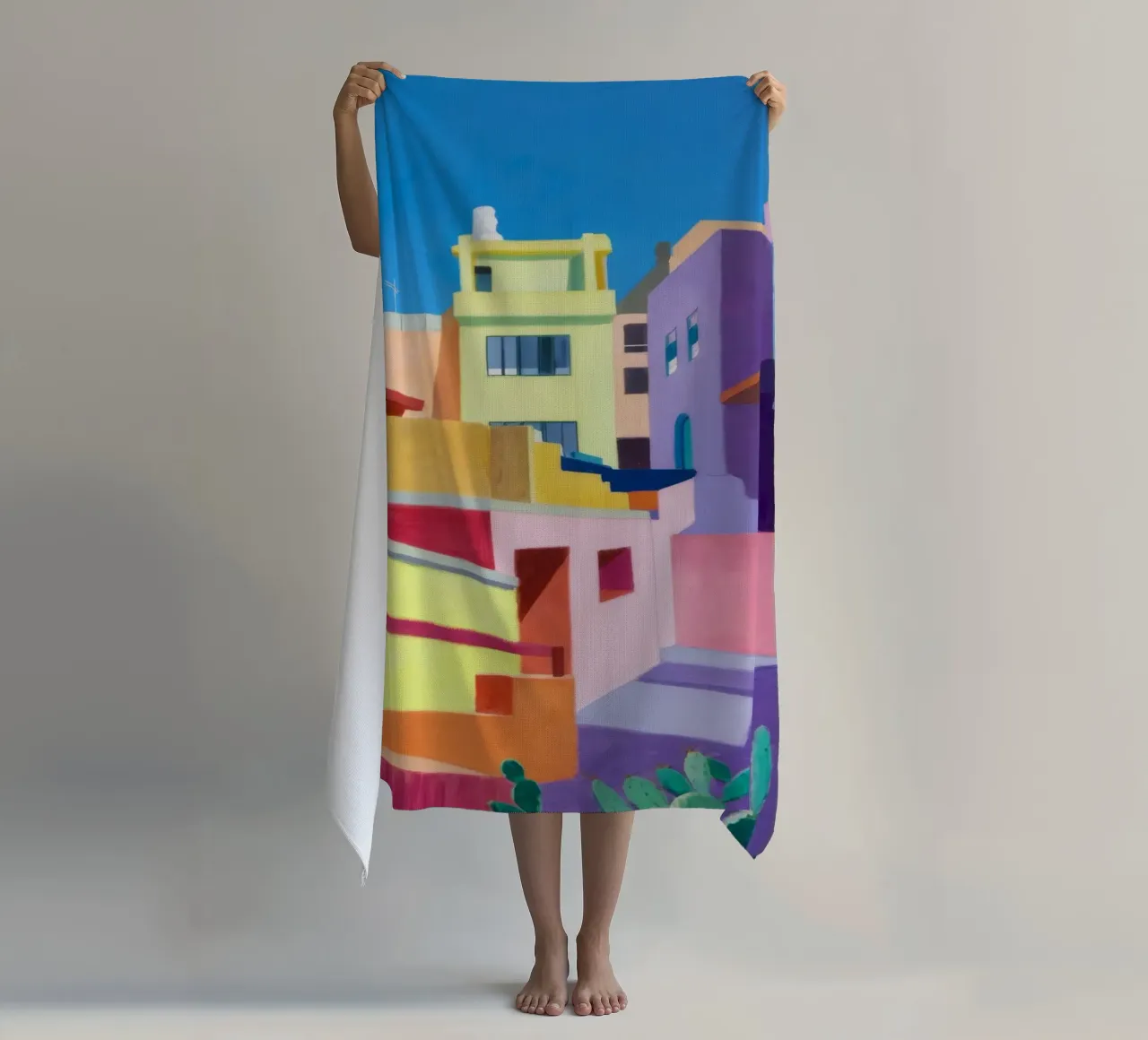 Vibrant City Corner beach towel by Silk Palette