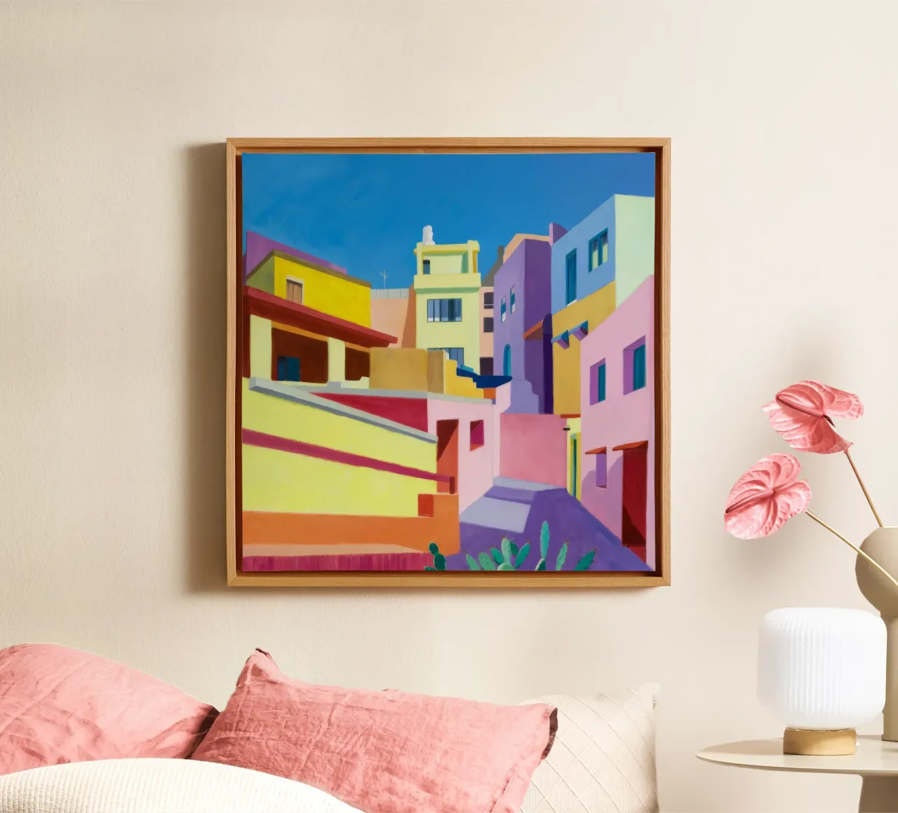 Vibrant City Corner canvas by Silk Palette
