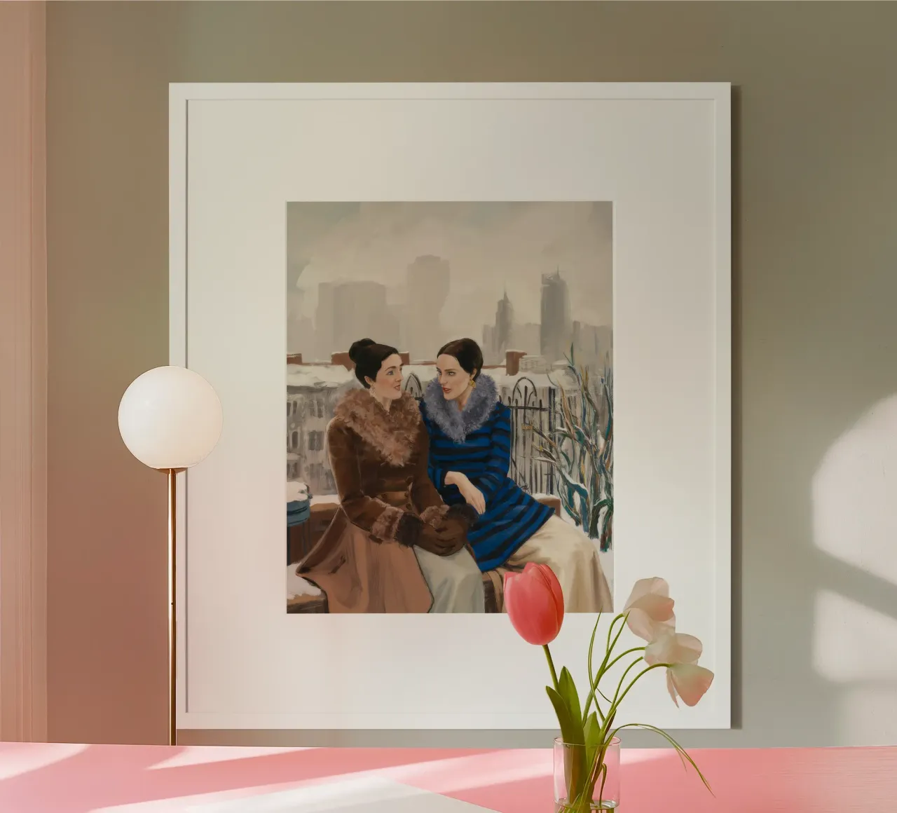 Conversazione sull'età dell'oro poster con telaio in legno da Silk Palette