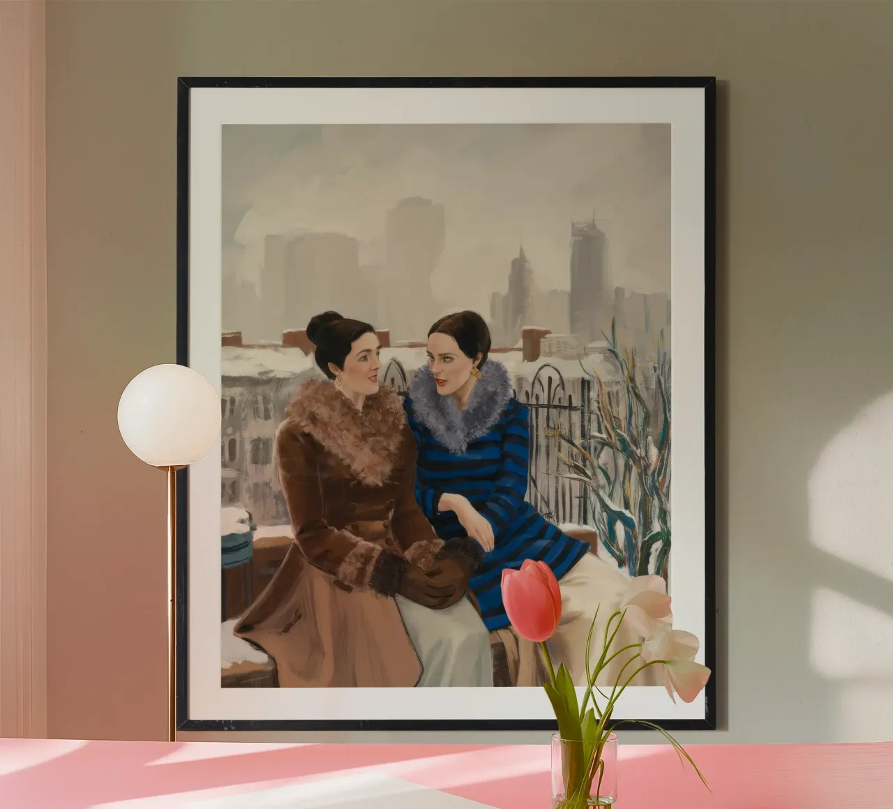 Conversazione sull'età dell'oro poster con telaio in legno da Silk Palette